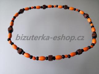 Dřevěné korálky na krk oranžovo černo hnědé BZ-071760 (bizuterka-eshop.cz)