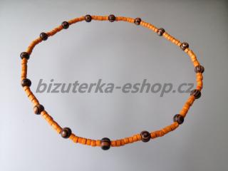 Dřevěné korálky na krk oranžovo hnědé BZ-071764 (bizuterka-eshop.cz)