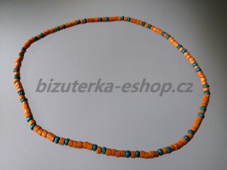 Dřevěné korálky na krk oranžovo tyrkysové BZ-071735 (bizuterka-eshop.cz)