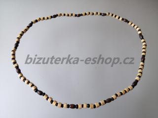 Dřevěné korálky na krk smetanovo černo hnědé BZ-071767 (bizuterka-eshop.cz)