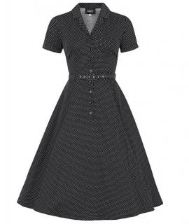 Collectif retro šaty Caterina - Mini Polka Dot - Black Velikost: XL (UK 16)