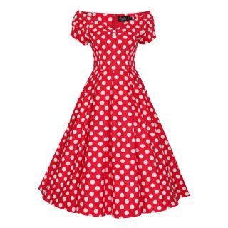 Dolly & Dotty retro šaty Lily - Red Polka Velikost: XL (UK 16)