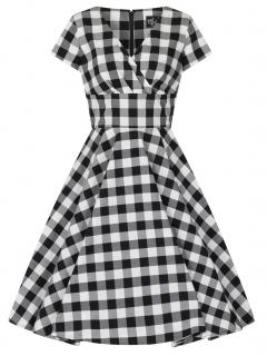 Kostkované retro šaty Victorine Velikost: XS (UK 8)
