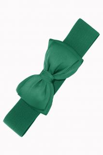 Zelený elastický široký retro pásek s mašlí Bella Banned Velikost: L (UK 14)