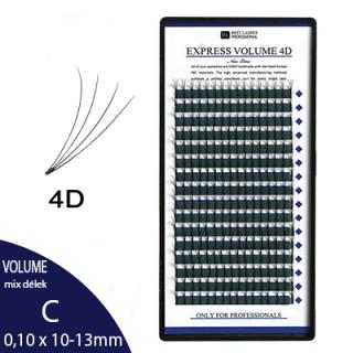 4D řasy MIX délek C, 0,10 X 10-13 mm - 16 řad (4D Express Volume MIX C, 0,10 X 10-13 mm)