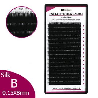 Exkluzivní hedvábné řasy B, 0,15 X 8 mm (Best Series - 16 řad) (Exclusive Silk Lashes New Line)