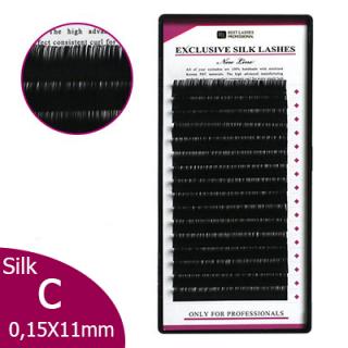 Exkluzivní hedvábné řasy C, 0,15 X 11 mm (Best Series - 16 řad) (Exclusive Silk Lashes New Line)