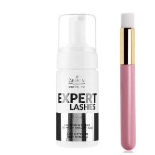 Expert čistící pěna obličeje a řas 100ml + odličovací štětec růžový