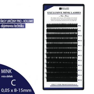 Ultra tenké řasy MIX délek  C, 0,05 X 8-15 mm - 12 řádků