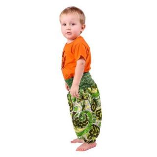 Dětské kalhoty zelené vzorované