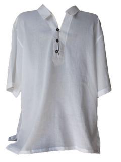 Lehká košile s krátkým rukávem V výstřih s límečkem tři knoflíky Velikost: XL