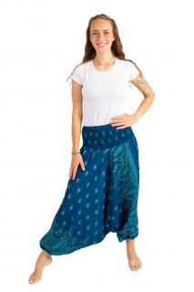 Turecké kalhoty modré s tyrkysovým vzorem
