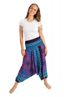 Tureckém kalhoty fialové s modrým dekorem