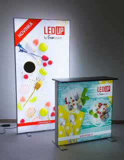 LEDUP LED stěna š.85 x v.200-245 TYP: 6) 85x245cm LEDUP v kufru s kolečky (jen konstrukce)