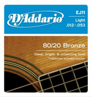 Struny D´Addario 80/20 Bronze EJ 11 .012 - .053 Light (pro klasickou kytaru)