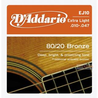 Struny D´Addario EJ 10 .010 - .047- bronze (pro klasickou kytaru)