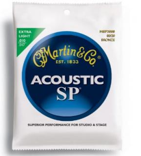 Struny kovové pro akustickou kytaru Martin MSP 3000 (EXTRA LIGHT .010/.047)