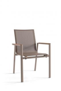 stohovací křeslo  BARTO taupe - hliník + teak