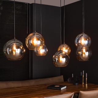 závěsná lampa  4+3 multi koule, sklo artic black