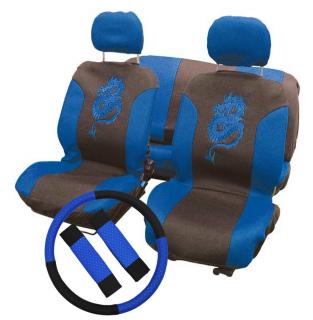 Autopotahy Dragon modré potah volantu s návleky na bezpečnostní pásy - univerzální (Autopotahy Dragon modré )