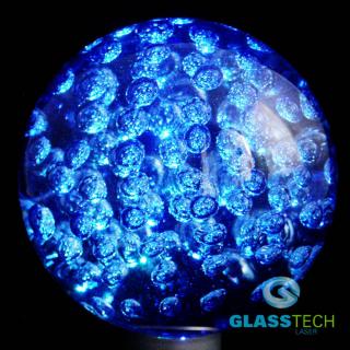Gigantická modrá koule s bublinami a LED stojánkem ZDARMA (Křišťálová koule 200 mm s bublinami,modrá)