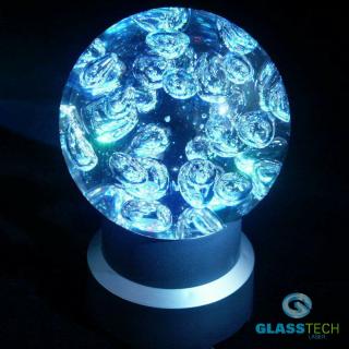 Křišťálová koule s bublinkami 150 mm s led stojánkem (Křišťálová koule 150 mm s bublinkami a LED stojánkem)