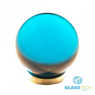 Sv. modrá skleněná koule s ploškou na stání 100 mm - Aqua  (Sv. modrá skleněná koule s ploškou na stání o průměru 100 mm, aqua odstín)