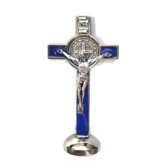 Benediktinský kříž – stojací, modrý