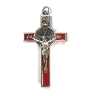 Benediktinský kříž – visací, červený