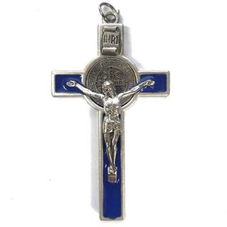 Benediktinský kříž – visací, modrý