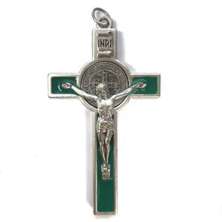 Benediktinský kříž – visací, zelený