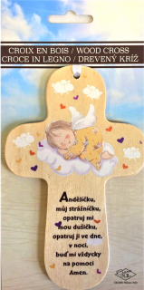 Kříž pro děti (žlutý, spící) (Dětský kříž na zavěšení)