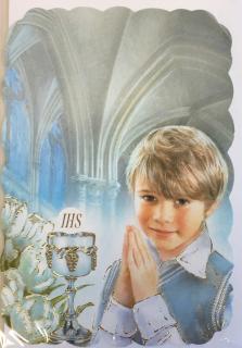 Přání k 1. svatému přijímání (chlapec, modré)