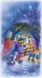 Vánoční obrázek (modré, tři králové)