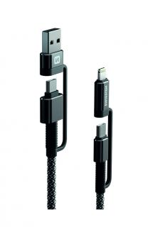 SWISSTEN datový kabel KEVLAR 4v1, 60 W, 1,5 m, antracit
