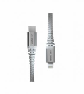 SWISSTEN Datový kabel KEVLAR USB-C/Lightning, délka 1,5 m, bílý