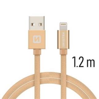 SWISSTEN datový kabel USB-A / Lightning, s textilním opletem, délka 1,2 m Barva kabelu: Zlatá