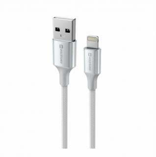 SWISSTEN Datový textilní kabel USB-A/Lightning, délka 1,5 m Barva: Bílá