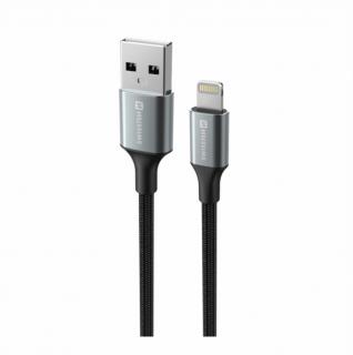 SWISSTEN Datový textilní kabel USB-A/Lightning, délka 1,5 m Barva: Černá