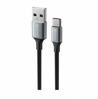 SWISSTEN Datový textilní kabel USB-A/USB-C, délka 1,5 m Barva: Černá
