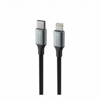 SWISSTEN Datový textilní kabel USB-C/Lightning, délka 1,5 m Barva: Černá