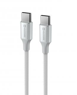 SWISSTEN Datový textilní kabel USB-C/USB-C, délka 1,5 m Barva: Bílá