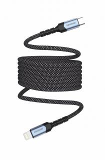 SWISSTEN Magnetický datový kabel samonavíjecí USB-C/Lightning, 1 m