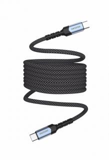 SWISSTEN Magnetický datový kabel samonavíjecí USB-C/USB-C, 1 m