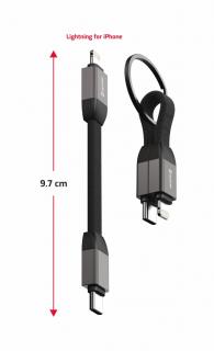 SWISSTEN Magnetický Keychain kabel USB-C/Lightning, délka 9,7 cm