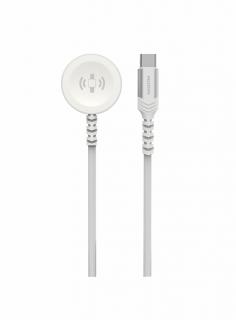 SWISSTEN Magnetický opletený kovový kabel pro Apple Watch, USB-C, 1,2 m, bílý