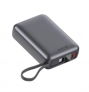 SWISSTEN Powerbanka 20 000 mAh 45 W s integrovaným kabelem USB-C, vesmírně stříbrná
