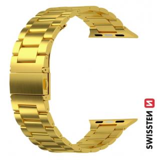SWISSTEN řemínek pro Apple Watch kovový 42-44 mm Barva: Zlatá
