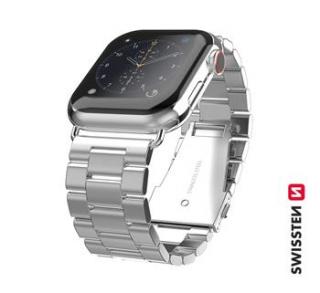 SWISSTEN řemínek pro Apple Watch kovový, šířka 38-40 mm Barva: Stříbrná