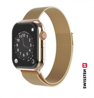 SWISSTEN řemínek pro Apple Watch milánský tah, šířka 42-44 mm Barva: Zlatá